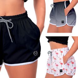 Kit 3 Shorts Feminino Preto Degradê Preto e Flamin... - W2 STORE