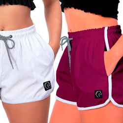 Kit 2 Shorts Feminino Branco e Roxo Moda Praia ou ... - W2 STORE