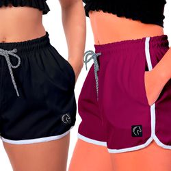 Kit 2 Shorts Feminino Preto e Roxo Moda Praia ou A... - W2 STORE