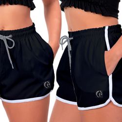 Kit 2 Shorts Feminino Preto Moda Praia ou Academia... - W2 STORE