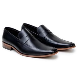 Sapato Masculino Loafer Romani - Couro Preto - Walk Way