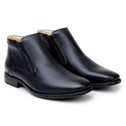 Bota Masculina Ankle Boot - Couro Preto - Walk Way