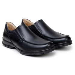 Sapato Masculino Comfort Walk Gel - Couro Preto - Walk Way