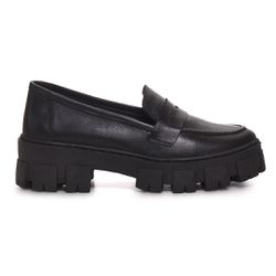 Mocassim Tratorado Couro Feminino Preto - Walk Easy