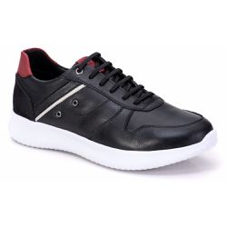 Tênis Casual Bicolor Couro Masculino Preto - Walk Easy