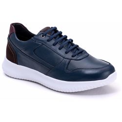 Tênis Casual Couro Detalhado Masculino Amarração M... - Walk Easy