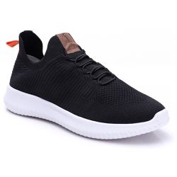 Tênis Knit Masculino Super Flexível Casual Preto - Walk Easy