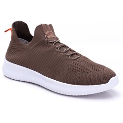 Tênis Knit Masculino Super Flexível Casual Café - Walk Easy