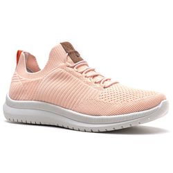 Tênis Knit Feminino Flexível Macio Respirável Rosê... - Walk Easy