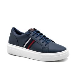 Tênis Casual Faixa Bicolor Masculino Marinho - Walk Easy