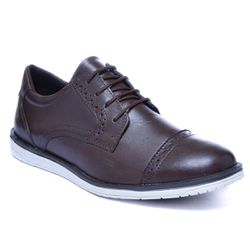 Sapato Casual Oxford Brogue Couro Masculino Detalh... - Walk Easy