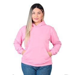 Blusa Moletom Flanelado Canguru Unissex Capuz Rosa - Walk Easy