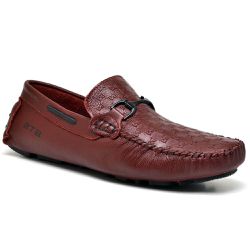 Mocassim Drive Couro Masculino Clássico Vinho - Walk Easy