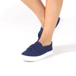 Tênis Feminino Slip On Básico Estilo Nó Navy Marin... - Walk Easy