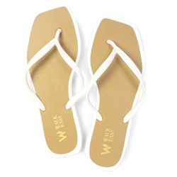 Chinelo Feminino Flat Beach Summer Branco - Walk Easy