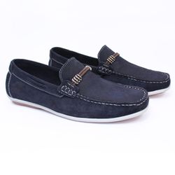 Mocassim Gravata Couro Masculino Casual Marinho - Walk Easy