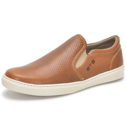 Tênis Slip On Iate Couro Masculino Casual Whisky - Walk Easy