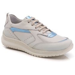 Tênis Casual Couro Detalhes Metalizados Off White ... - Walk Easy