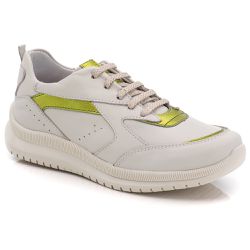 Tênis Casual Couro Detalhes Metalizados Off White ... - Walk Easy