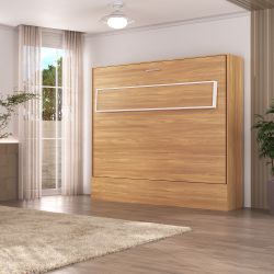 Cama casal horizontal linha basic amadeirada - WallBedbrasil
