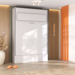 Cama casal vertical linha basic branca - WallBedbrasil