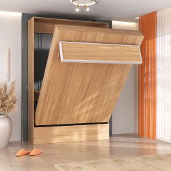 Cama casal vertical linha basic amadeirada - WallBedbrasil