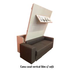 Cama casal vertical linha Slim (sofá com braços) - WallBedbrasil