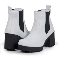 1141 bota feminina tratorada elastico branco - Worldstock | Loja online de Sapatos Sociais