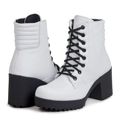 1143 bota feminina tratorada branco - Worldstock | Loja online de Sapatos Sociais