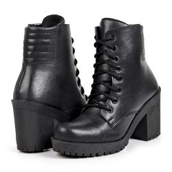 1143 bota feminina tratorada preto - Worldstock | Loja online de Sapatos Sociais