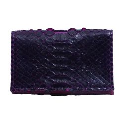 Porta Cartão Em couro de couro de cobra (Python re... - Exotic Couros