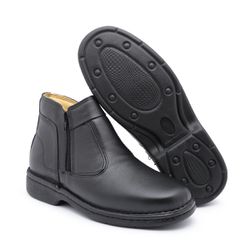 Bota Conforto Bico Redondo 100% Couro Palmilha Gel... - PESSONI