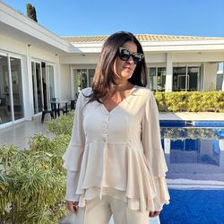 Blusa Feminina Babados Manga... - XICA STORE