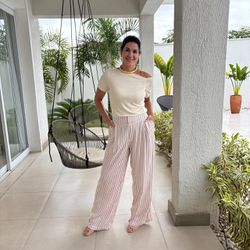 Calça Feminina Pregas Listra... - XICA STORE