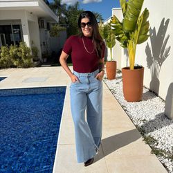 Calça Jeans Feminina Wide Le... - XICA STORE