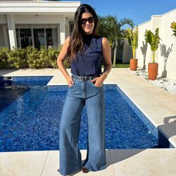 Calça Jeans Feminina Wide Le... - XICA STORE