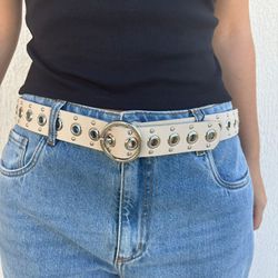 Cinto Feminino Ilhós - Creme - XICA STORE