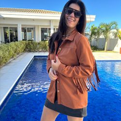 Jaqueta Feminina Franjas - C... - XICA STORE