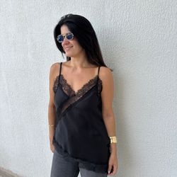 Regata Feminina Cetim - Pret - XICA STORE