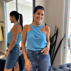 Regata Feminina Cruzada - Az... - XICA STORE