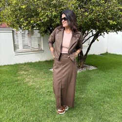 Saia Feminina Midi - Marrom - XICA STORE