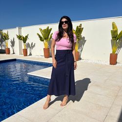 Saia Feminina Midi Linho Cin... - XICA STORE