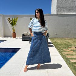 Saia Jeans Feminina Longa - ... - XICA STORE