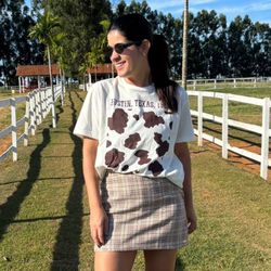 T-Shirt Feminina Malha - Cow... - XICA STORE