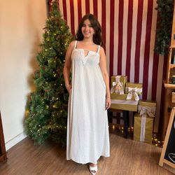 Vestido Feminino Longo Poá -... - XICA STORE