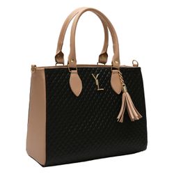 Bolsa ALça Dupla + Carteira Cor Preta - YL Bag