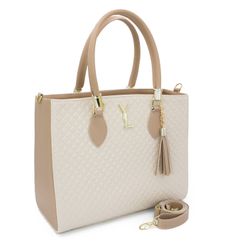 Bolsa Alça Dupla + Carteira Cor Bege com Nude - YL Bag