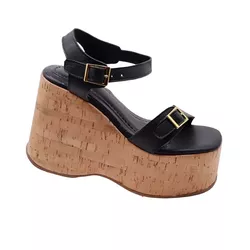 Sandália Anabela com Fivelas 182176 Floter Preto -... - Yep Store