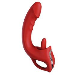 VIBRADOR RABBIT LÍNGUA VAI E VEM VERMELHO - 02062 - YESSEXSHOP