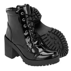 COTURNO FEMININO VERNIZ PRETO - COTURNO VERNIZ PRE... - ZAFREM